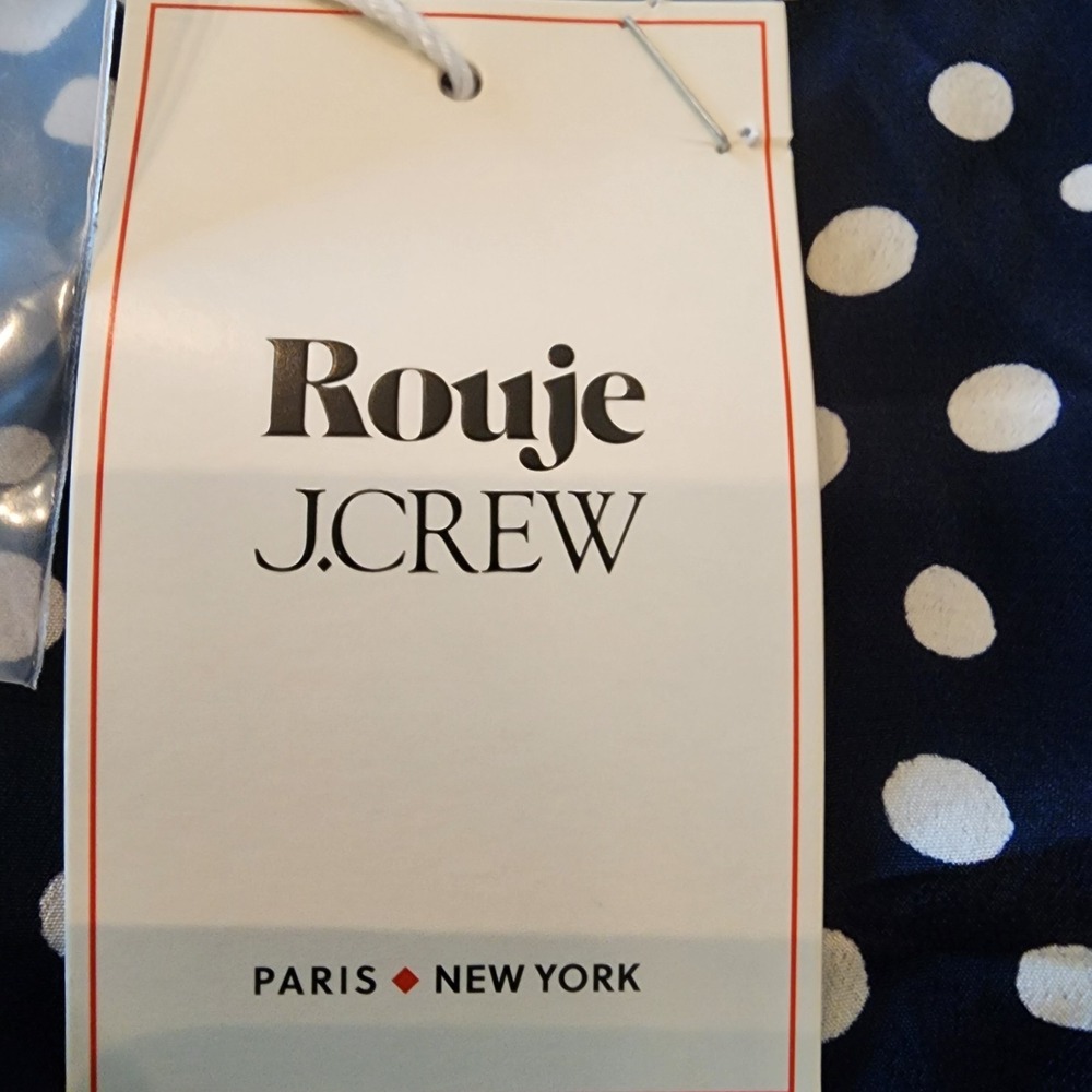Rouje J.Crew Navy Polka Dot Midi Dress 12 Lace Parisian Quiet Luxury Y2K 90s - Picture 9 of 16